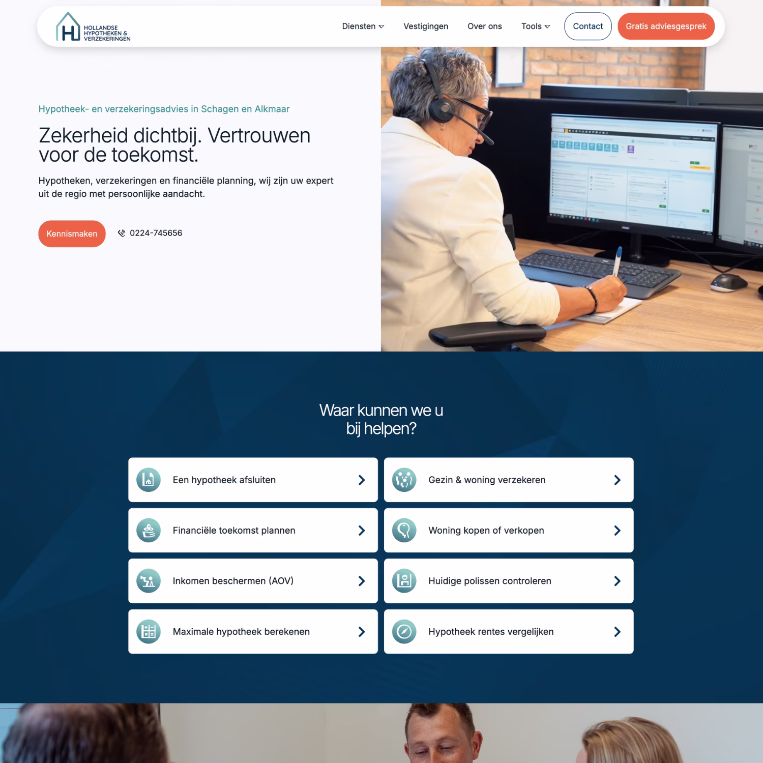 Schermafbeelding van de website van Hollandse Hypotheken & Verzekeringen